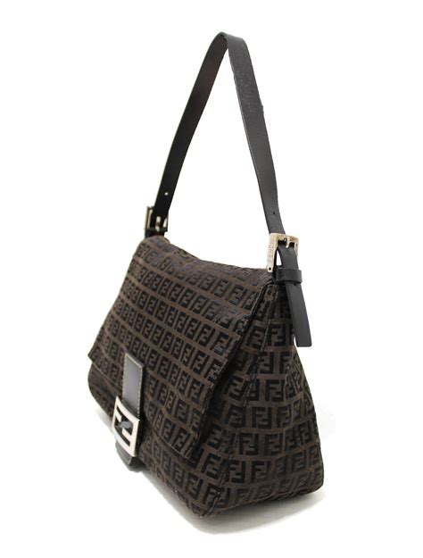 fendi zucca mama baguette tobacco|Fendi zucca canvas shoulder bag.